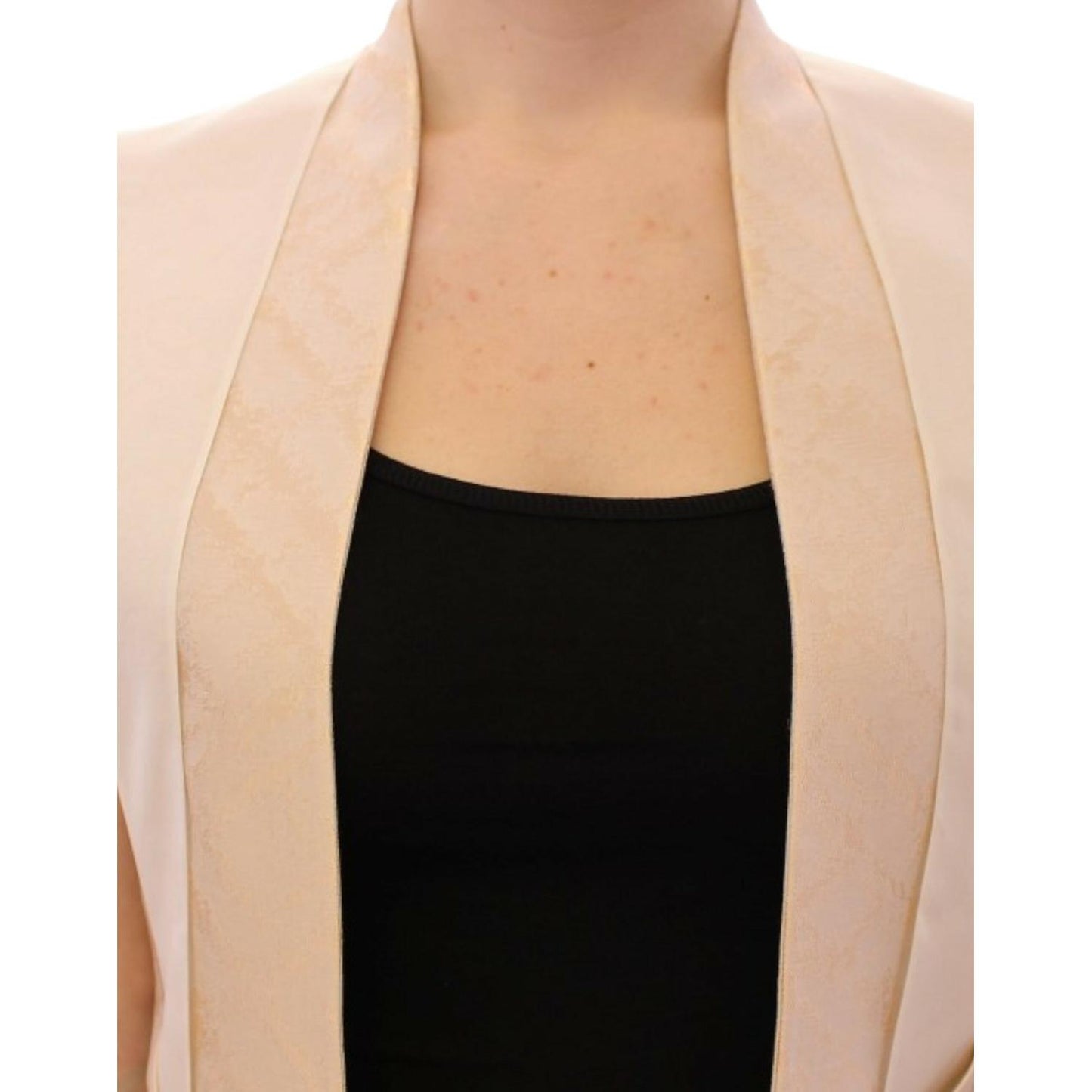 Zeyneptosun Beige brocade sleeveless jacket vest Zeyneptosun