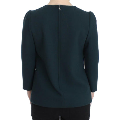 Dolce & Gabbana Green 3/4 sleeve wool blouse