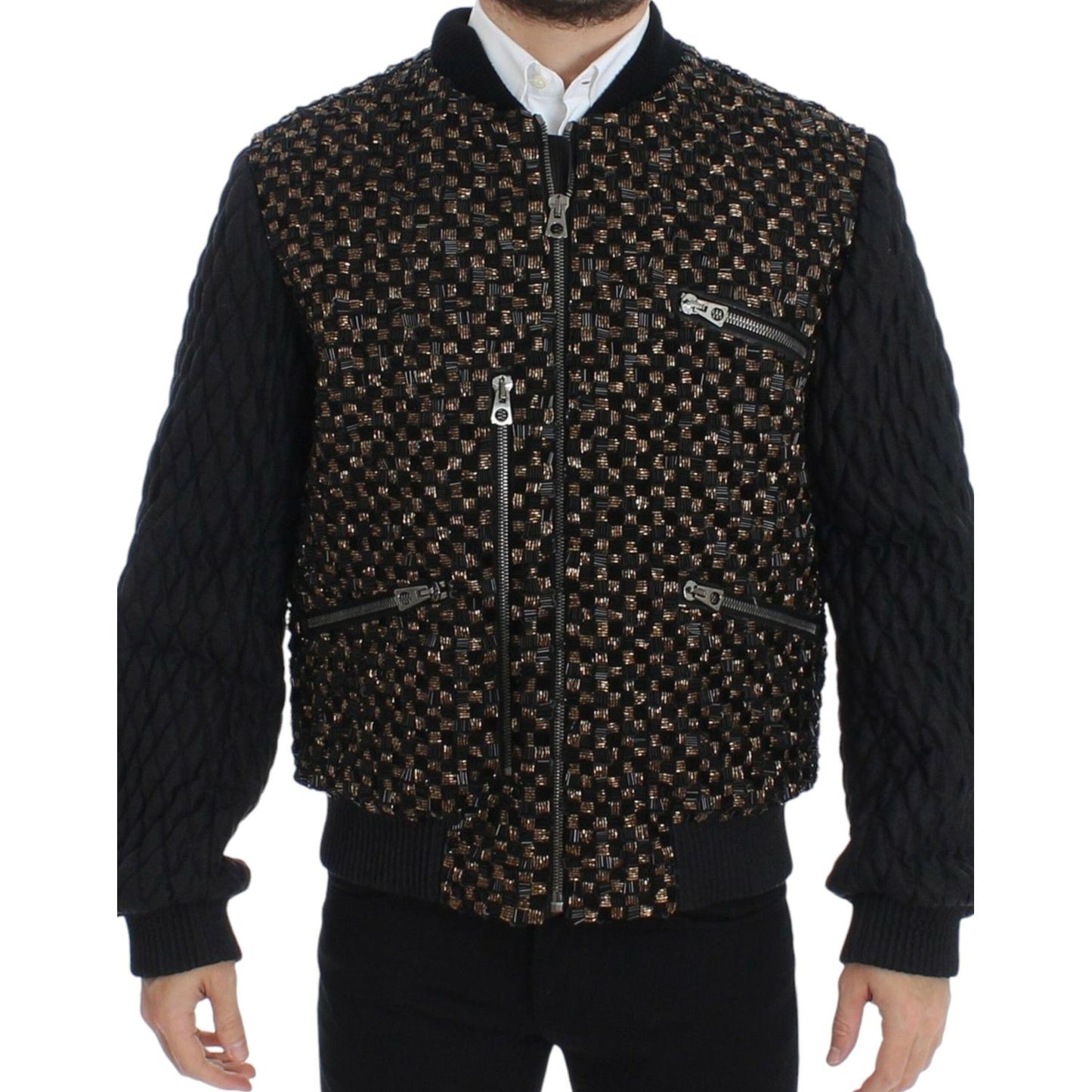 Dolce & Gabbana Elegant Black Sequined Designer Jacket Coats & Jackets Dolce & Gabbana