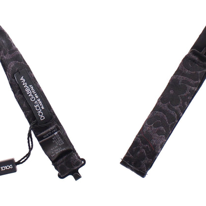 Dolce & Gabbana Gray Black Wool Bow Tie Bow Tie