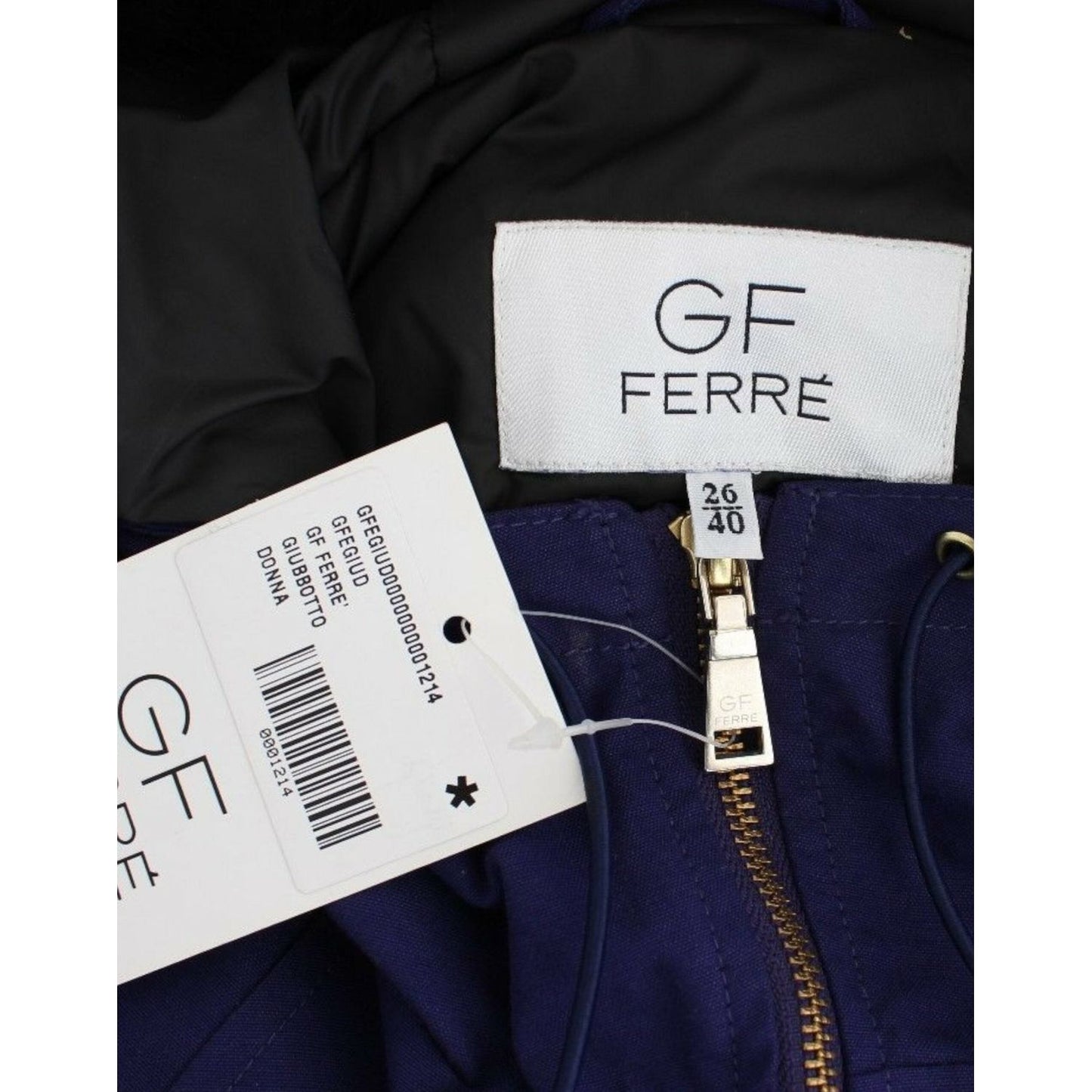 GF Ferre Chic Blue K-Way Jacket with Faux Fur Accent Coats & Jackets GF Ferre