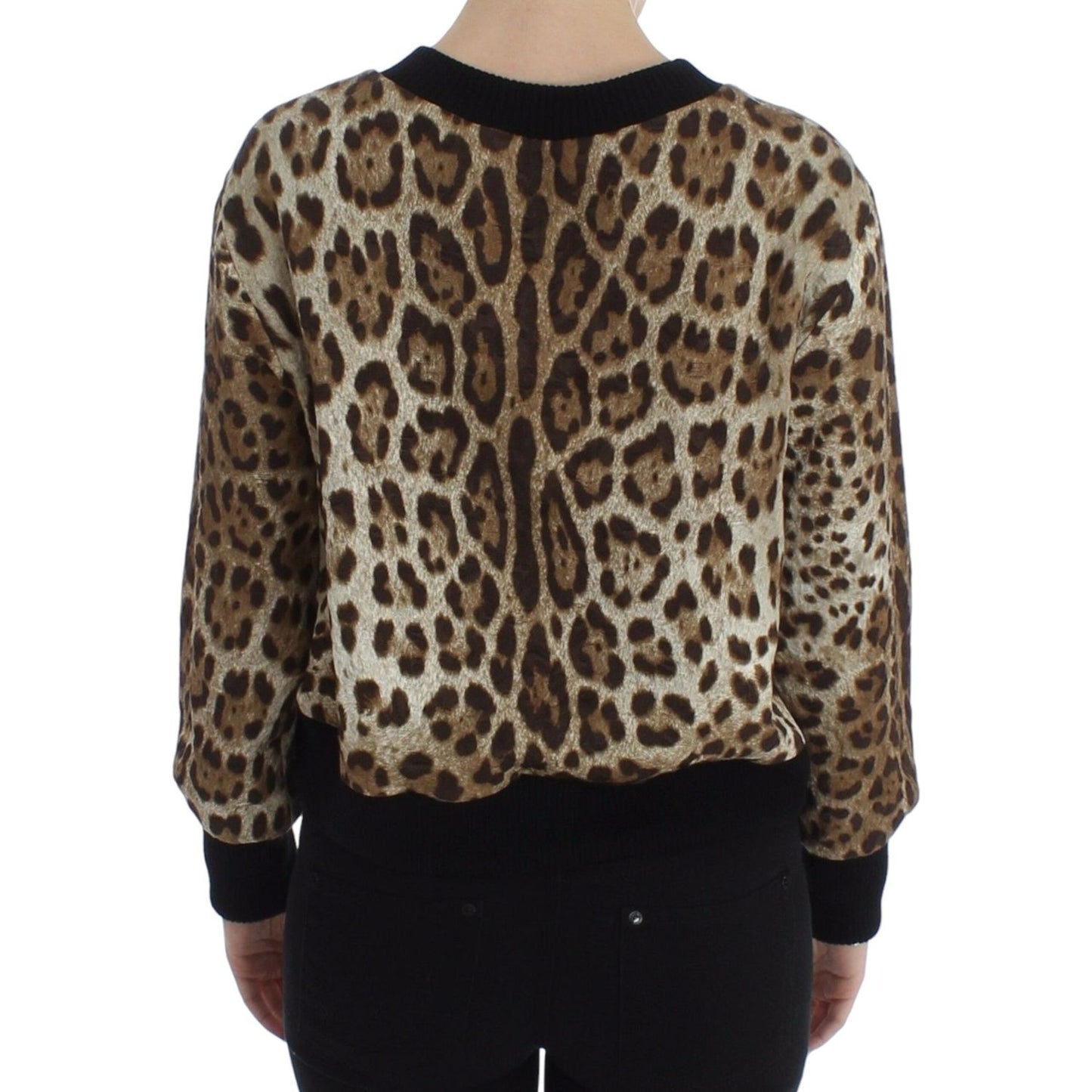 Dolce & Gabbana Elegant Leopard Print Short Sweater Top Dolce & Gabbana