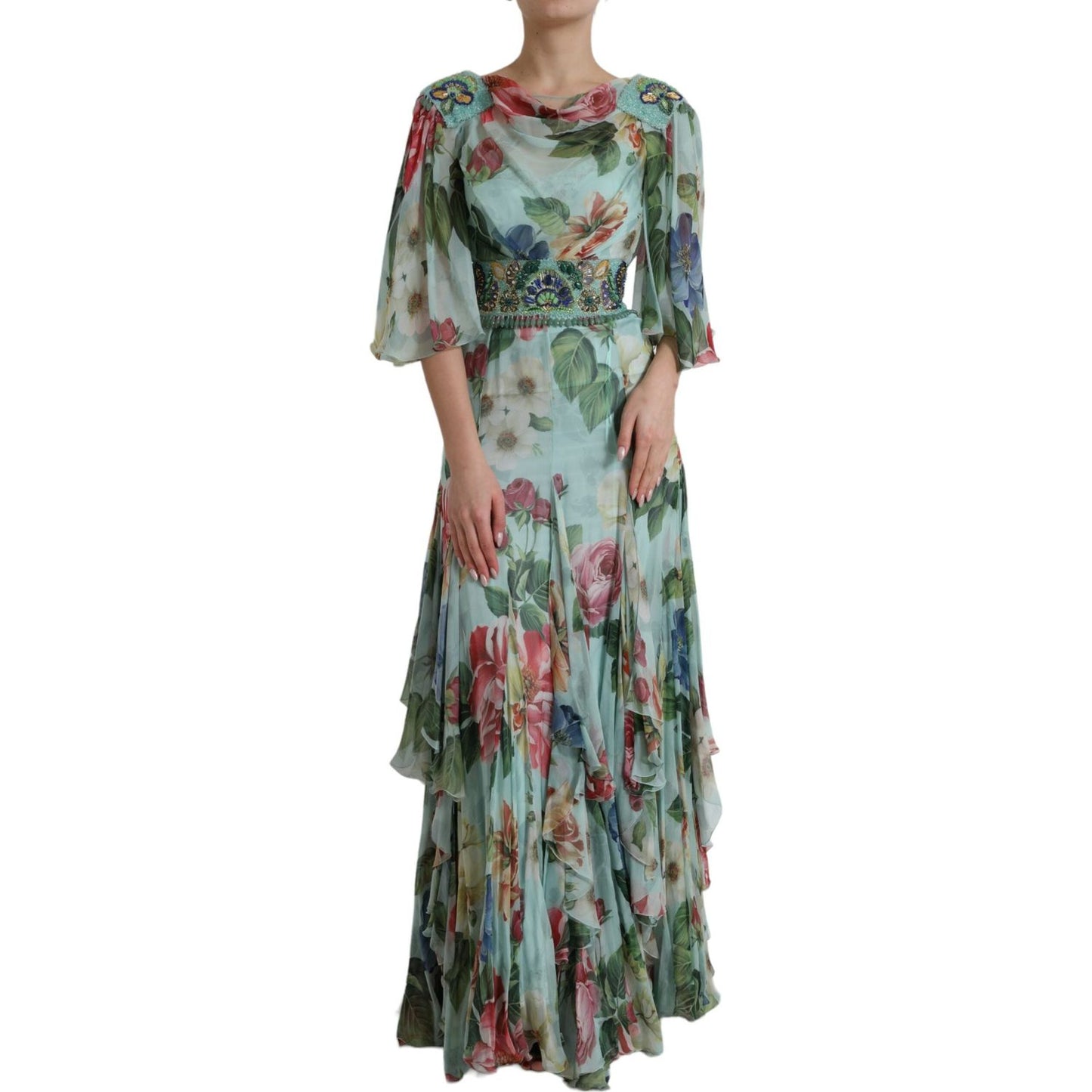 Dolce & Gabbana Elegant Floral Silk Long Dress Dolce & Gabbana