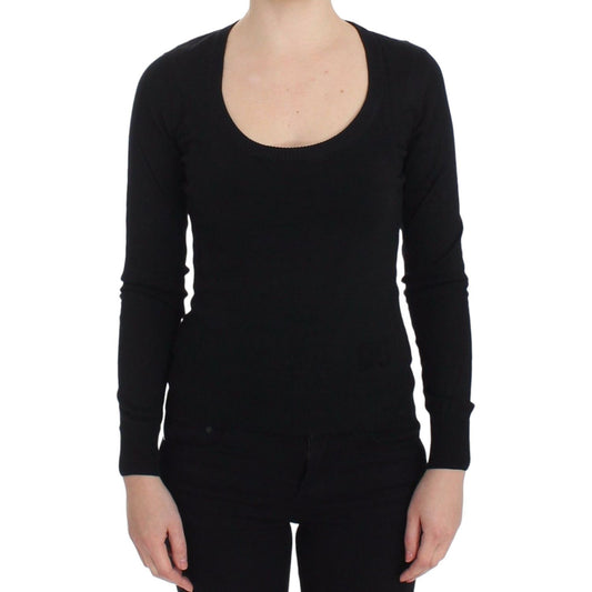 Dolce & Gabbana Elegant Black Deep Crewneck Sweater Dolce & Gabbana