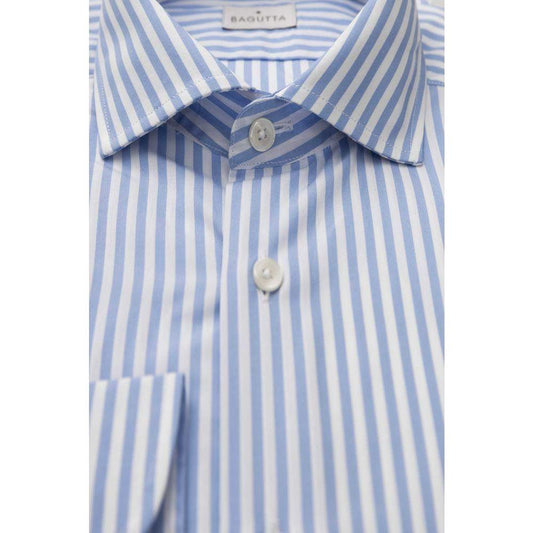 Bagutta Light Blue Cotton Men Shirt Bagutta