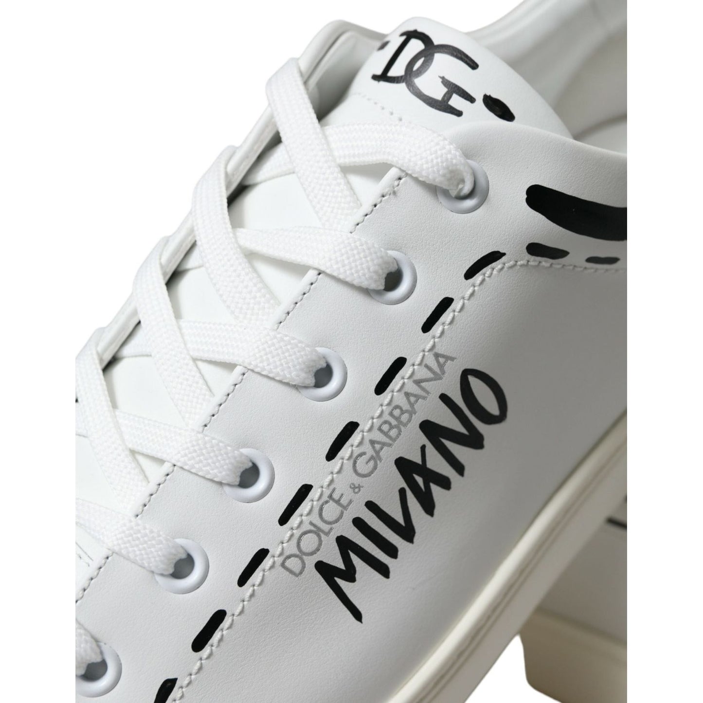 Dolce & Gabbana Elegant White Calfskin Leather Sneakers Dolce & Gabbana