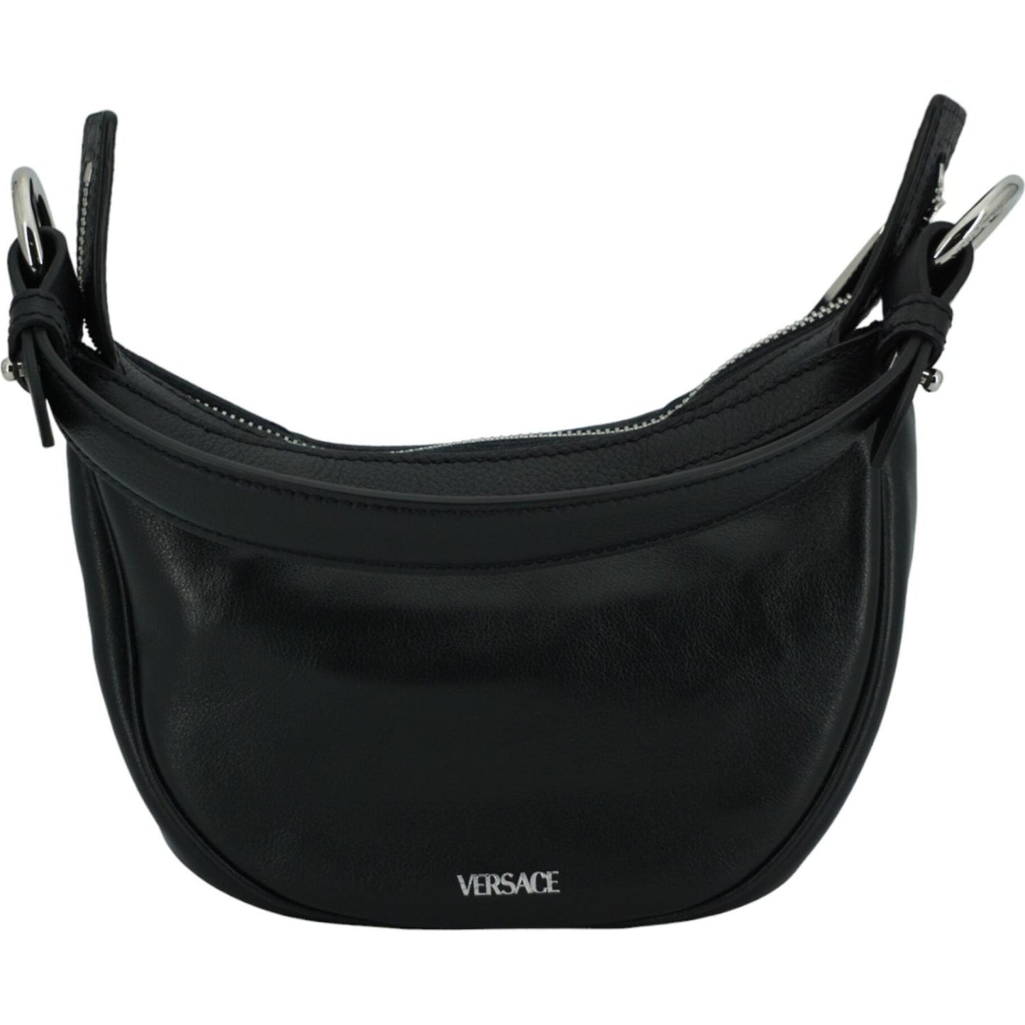 Versace Black Calf Leather Hobo Mini Shoulder Bag Versace