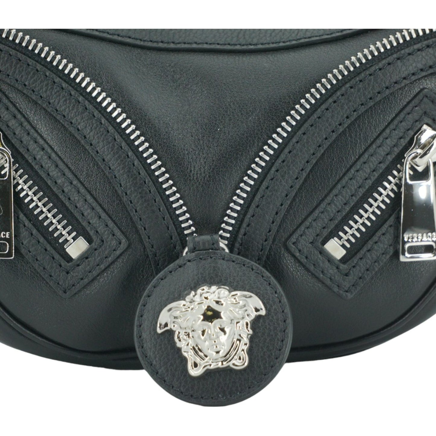 Versace Black Calf Leather Hobo Mini Shoulder Bag Versace