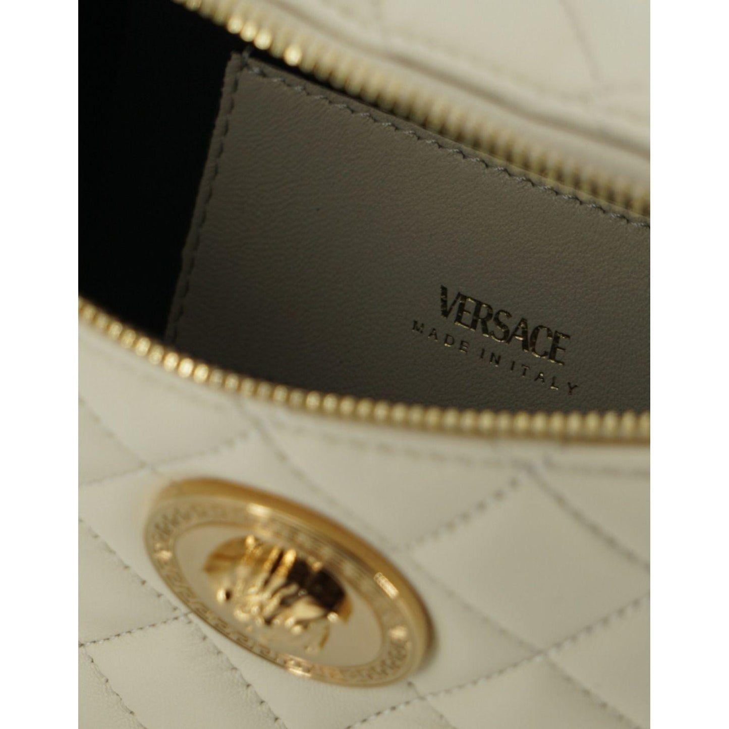 Versace Elegant White Lamb Leather Belt Bag Versace