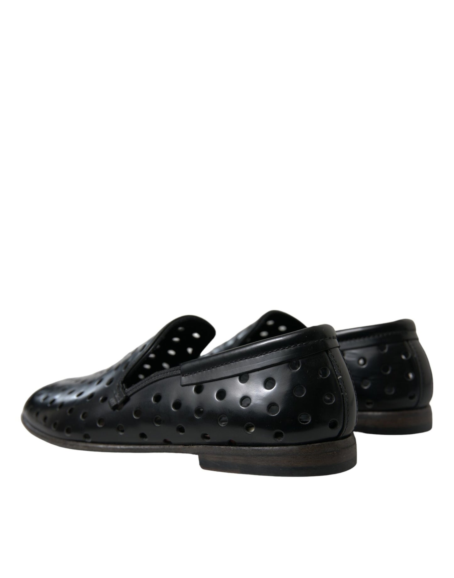 Dolce & Gabbana Elegant Black Leather Perforated Loafers Dolce & Gabbana