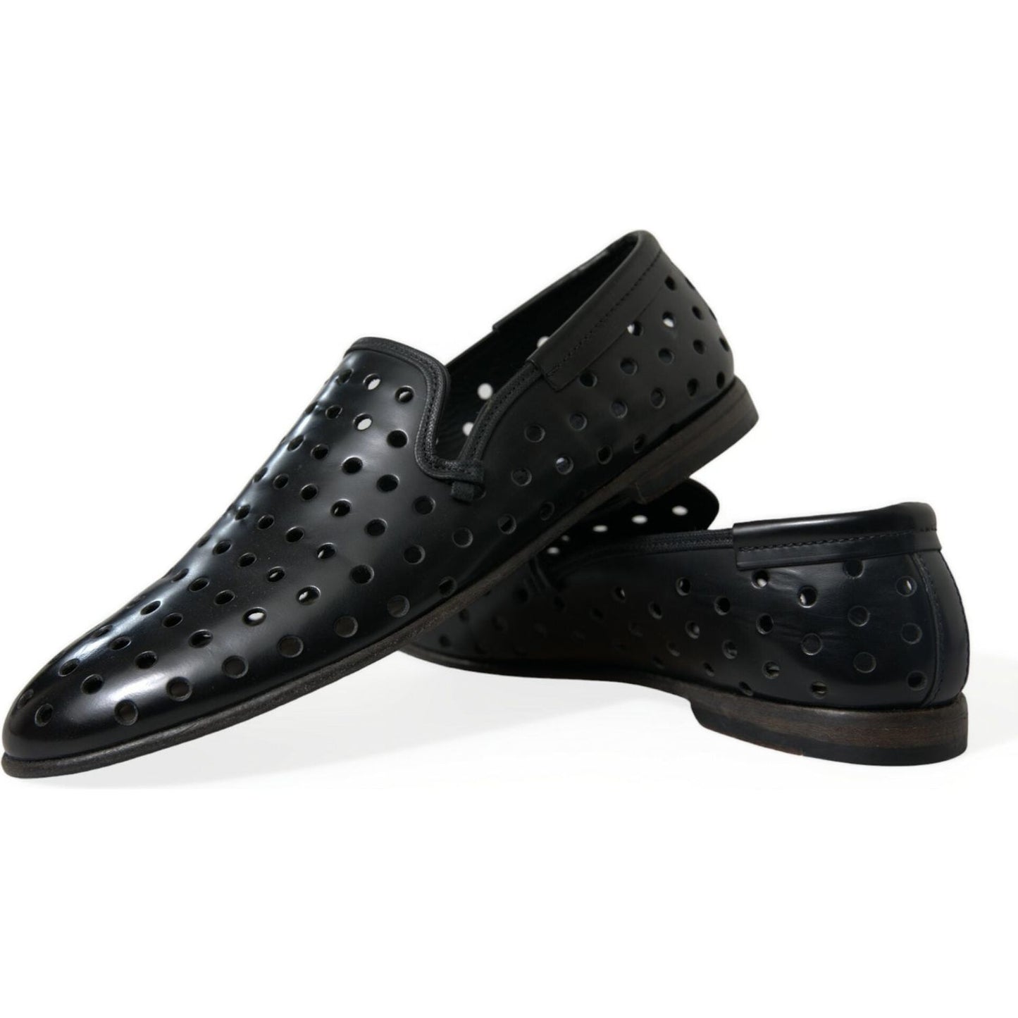 Dolce & Gabbana Elegant Black Leather Perforated Loafers Dolce & Gabbana