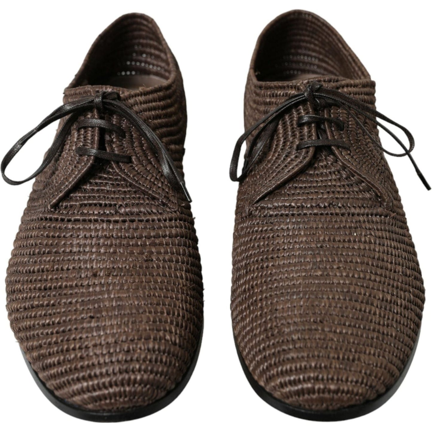 Dolce & Gabbana Elegant Raffia Upper Derby Shoes - Lace Up in Brown Dolce & Gabbana