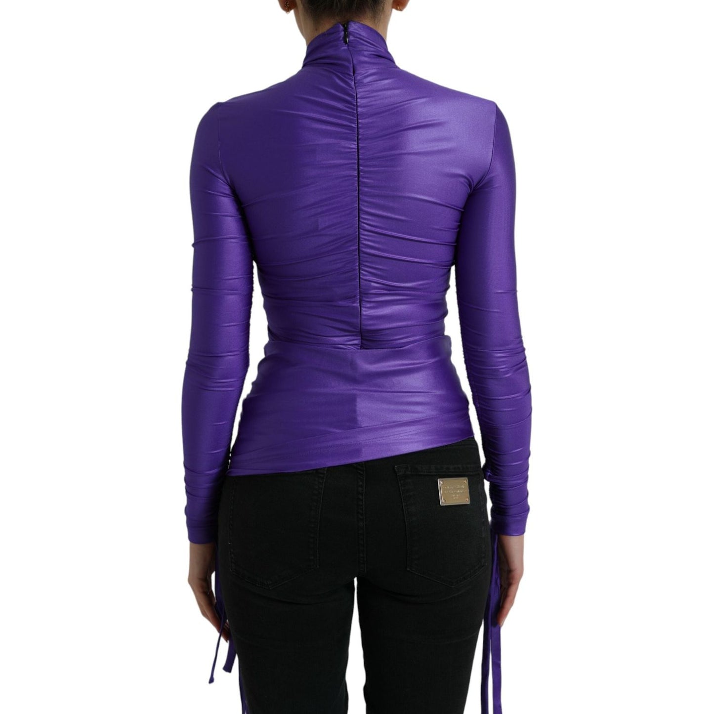 Dolce & Gabbana Purple Nylon Stretch Slim Long Sleeves Top Dolce & Gabbana