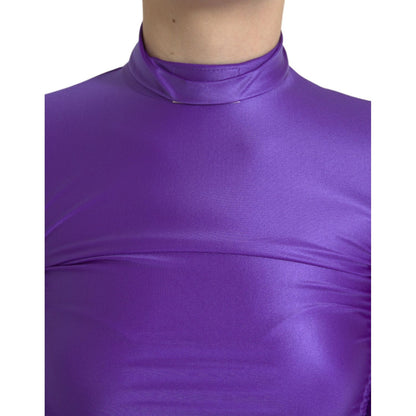 Dolce & Gabbana Purple Nylon Stretch Slim Long Sleeves Top Dolce & Gabbana