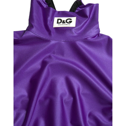 Dolce & Gabbana Purple Nylon Stretch Slim Long Sleeves Top Dolce & Gabbana