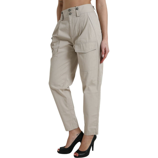 Dolce & Gabbana High-Waisted Tapered Fashion Pants - Beige Dolce & Gabbana