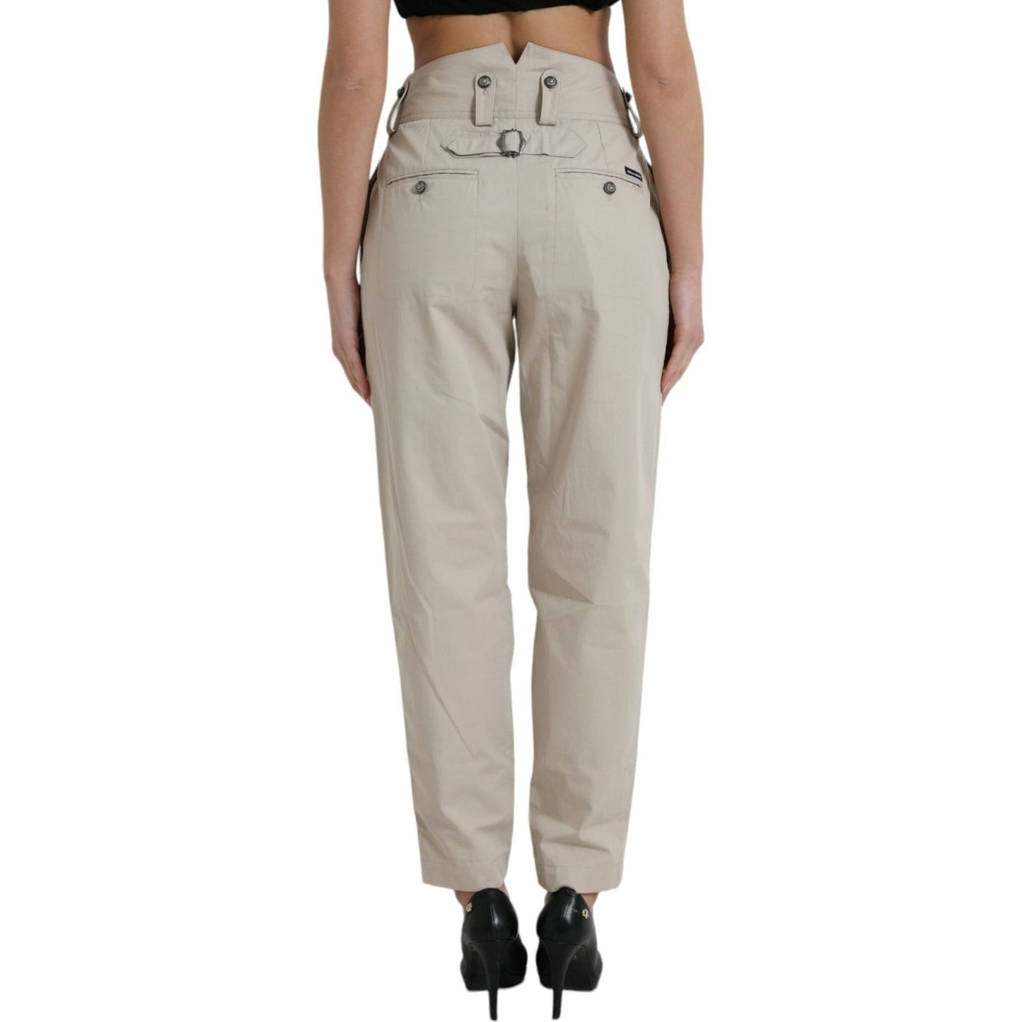 Dolce & Gabbana High-Waisted Tapered Fashion Pants - Beige Dolce & Gabbana