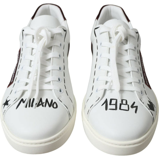 Dolce & Gabbana Exclusive White Bordeaux Low Top Sneakers Dolce & Gabbana