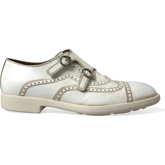 Dolce & Gabbana Elegant White Leather Derby Dress Shoes Dolce & Gabbana