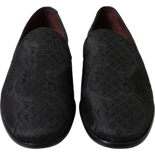 Dolce & Gabbana Elegant Black Brocade Dress Loafers Dolce & Gabbana