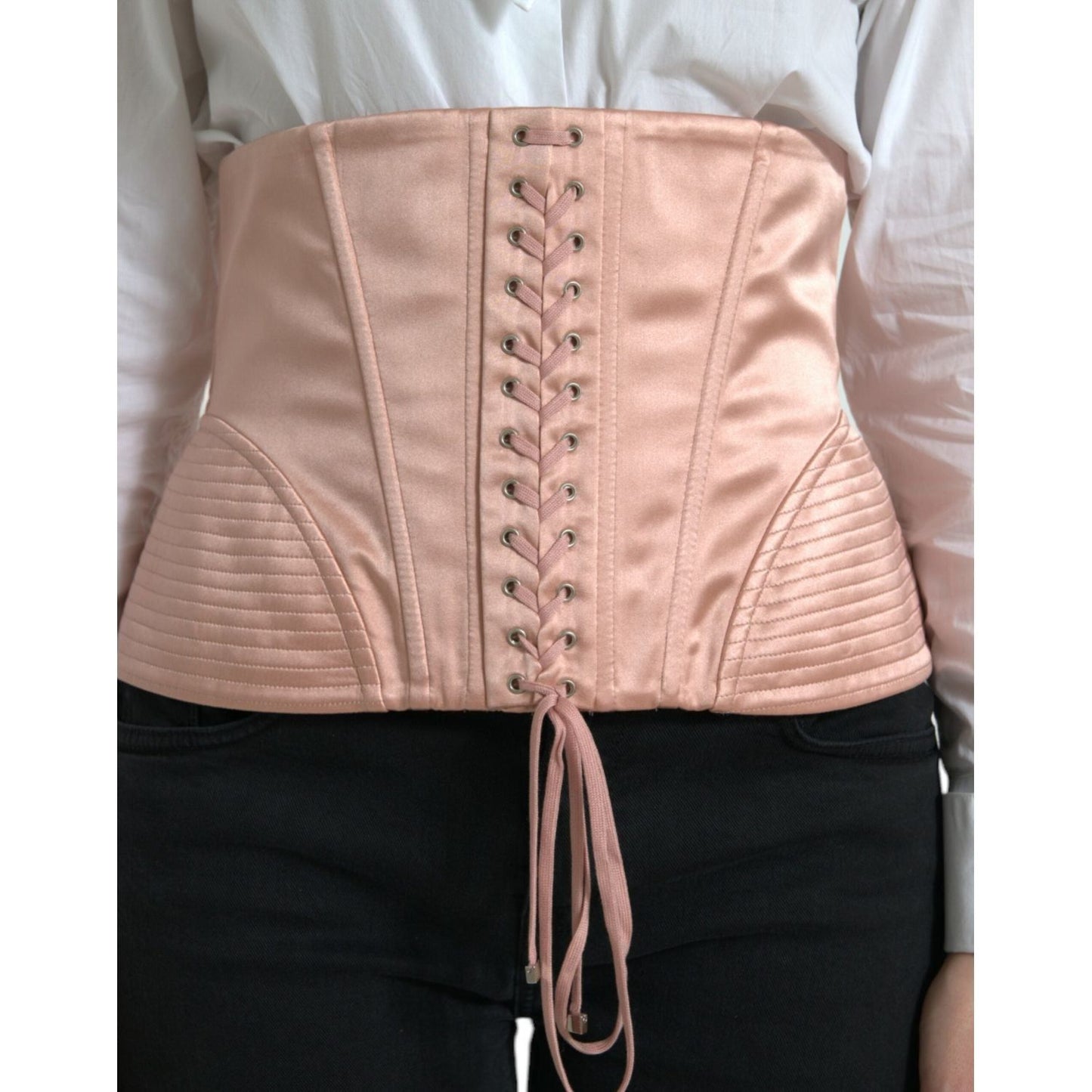 Dolce & Gabbana Elegant Pink Lace-Up Corset Belt Dolce & Gabbana