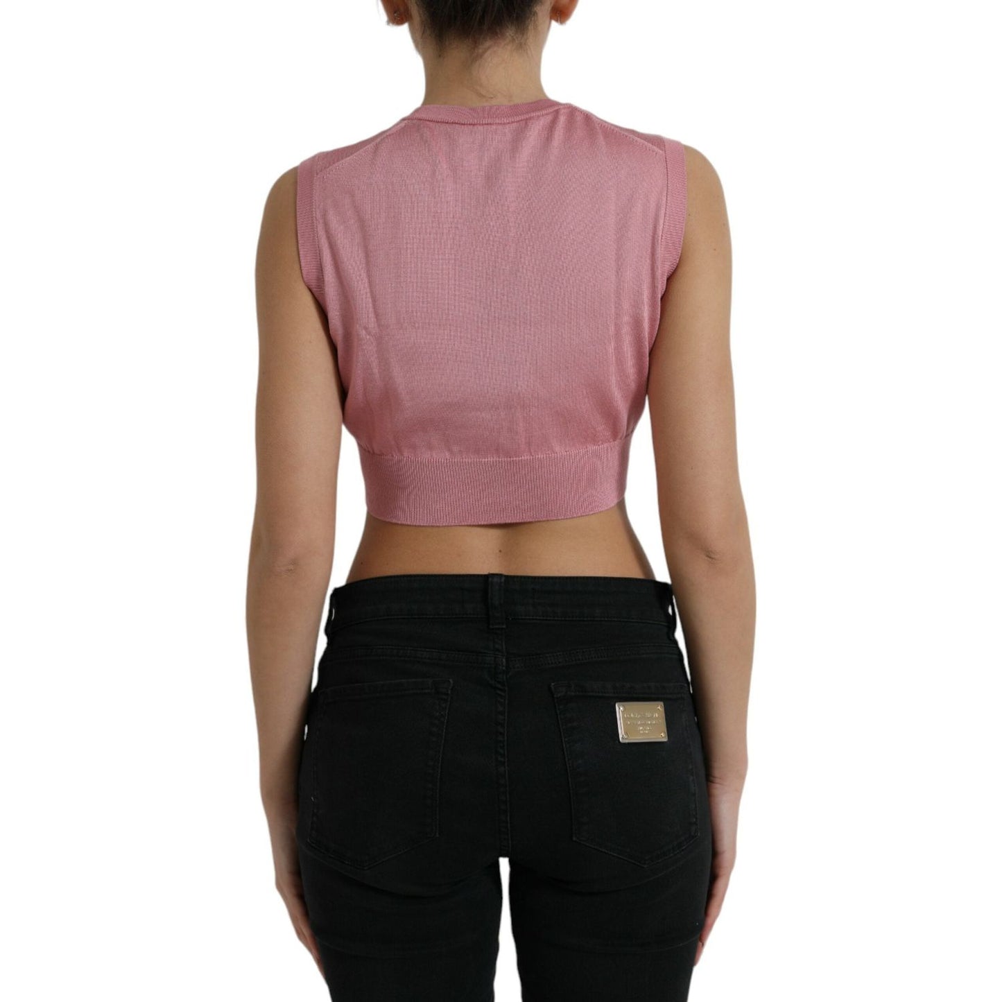 Dolce & Gabbana Elegant Silk Crew Neck Cropped Tank Top Dolce & Gabbana