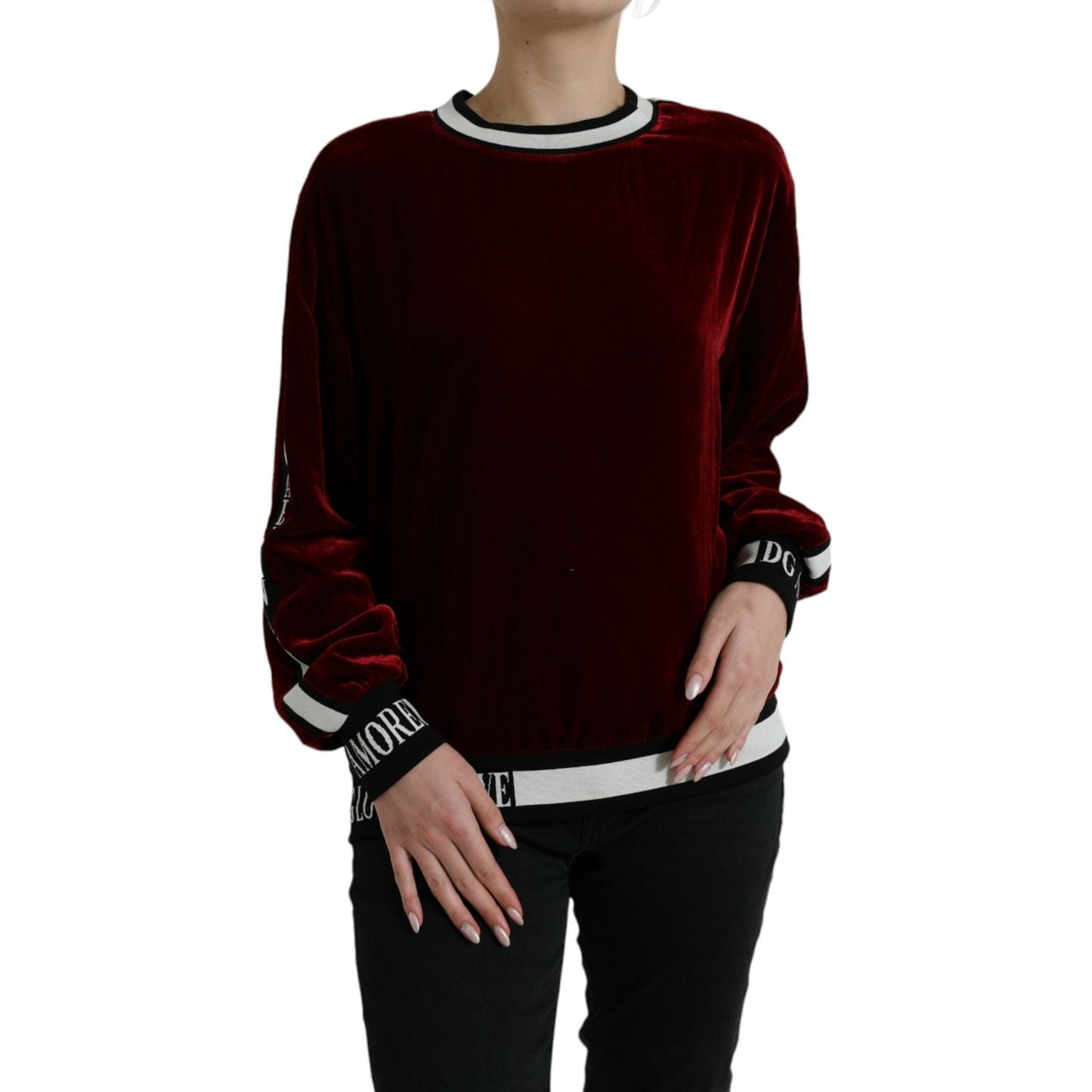 Dolce & Gabbana Elegant Burgundy Silk-Blend Sweater Dolce & Gabbana