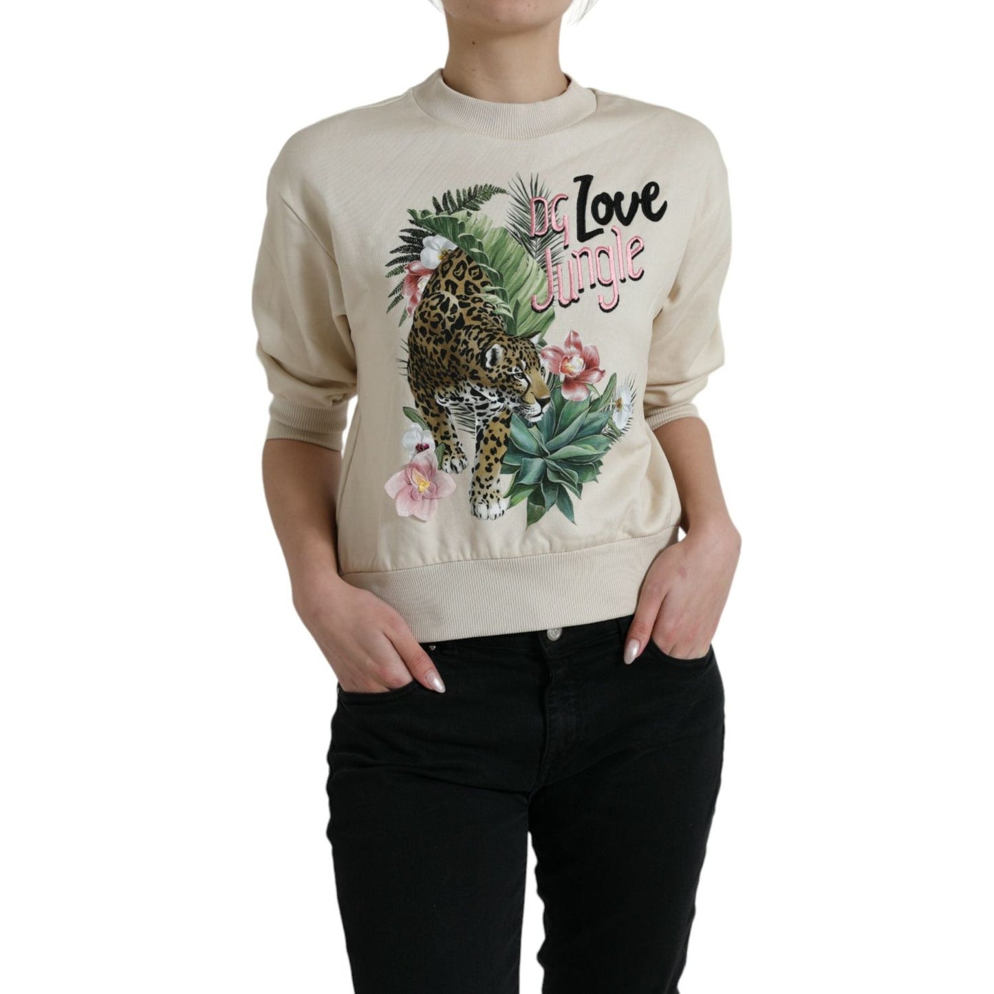 Dolce & Gabbana Elegant Jungle Print Crewneck Sweater Dolce & Gabbana