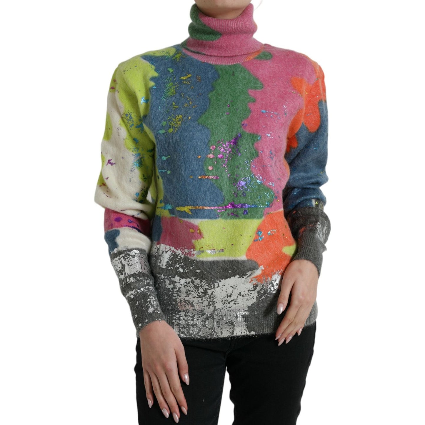 Dolce & Gabbana Multicolor Mohair Turtleneck Casual Sweater Dolce & Gabbana