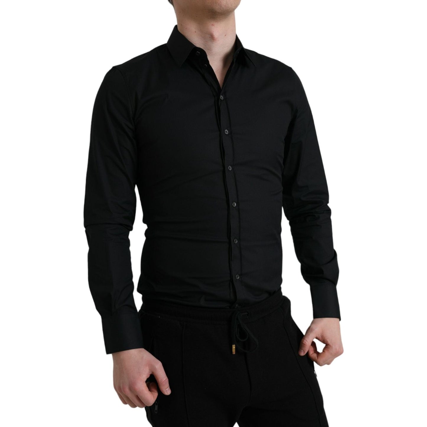 Dolce & Gabbana Elegant Black Slim Fit Italian Dress Shirt Dolce & Gabbana