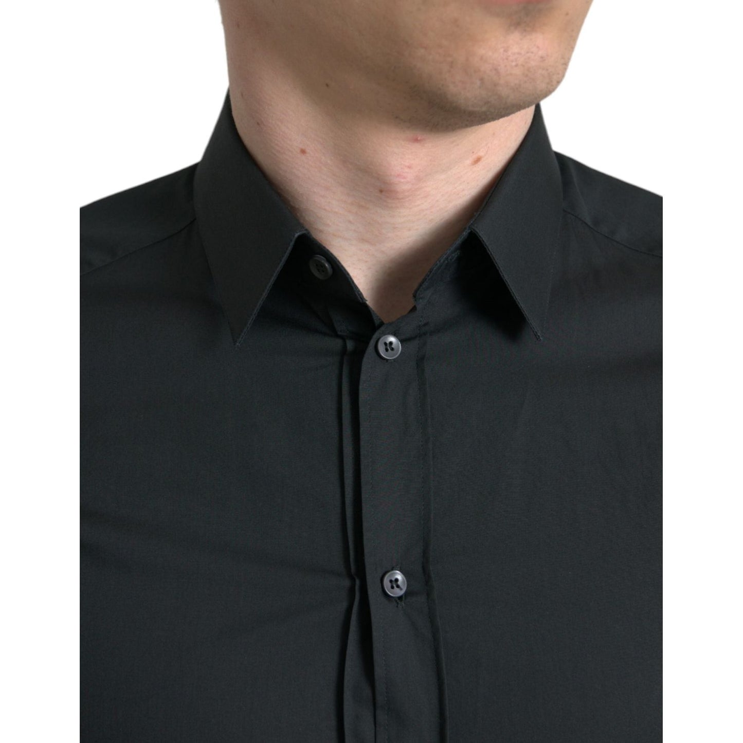 Dolce & Gabbana Elegant Slim Black Silk Blend Dress Shirt Dolce & Gabbana