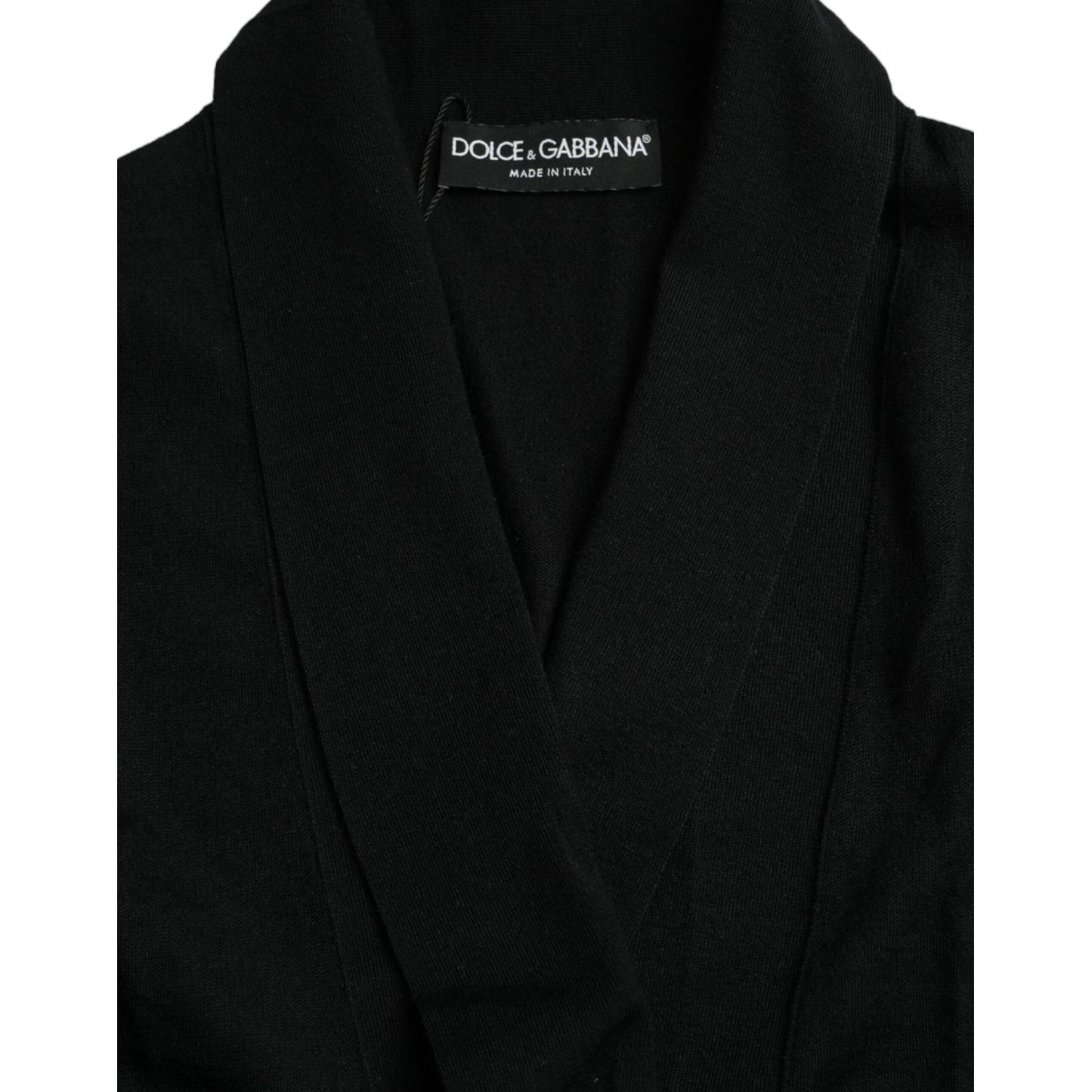 Dolce & Gabbana Elegant Black Cashmere Robe with Waist Belt Dolce & Gabbana