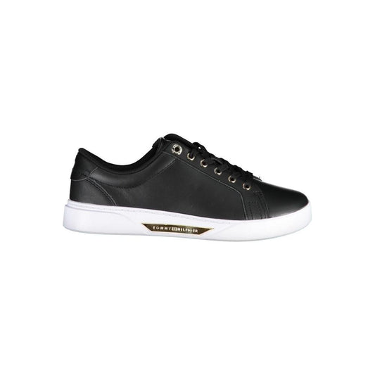 Tommy Hilfiger Black Leather Women Sneaker Tommy Hilfiger