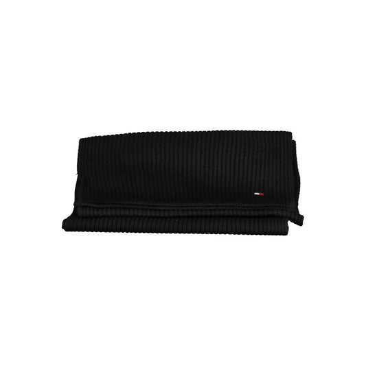 Tommy Hilfiger Black Cotton Men Scarf Tommy Hilfiger