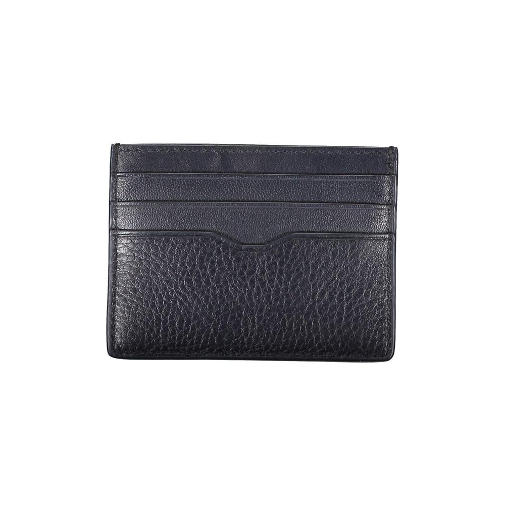 Tommy Hilfiger Sleek Blue Leather Card Holder with Contrast Details Tommy Hilfiger