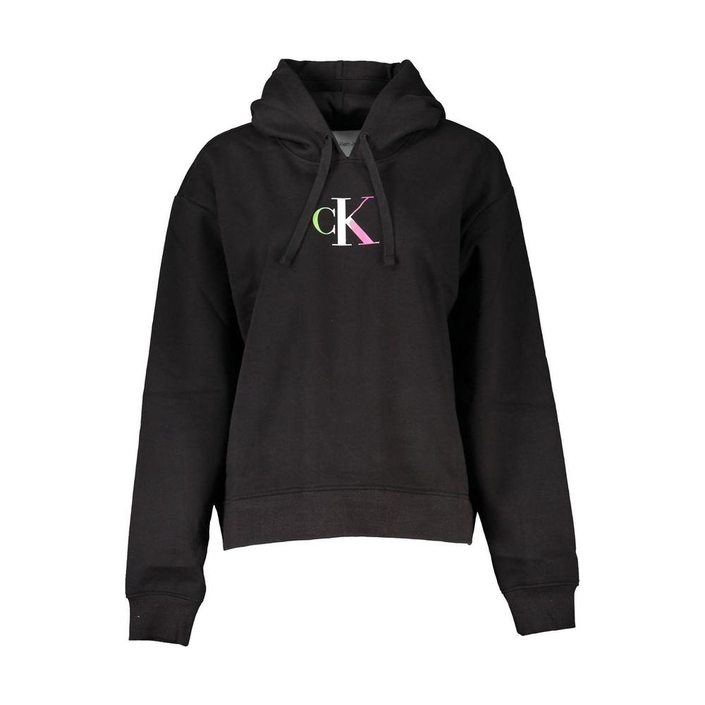 Calvin Klein Chic Black Hooded Sweatshirt with Fleece Interior Calvin Klein