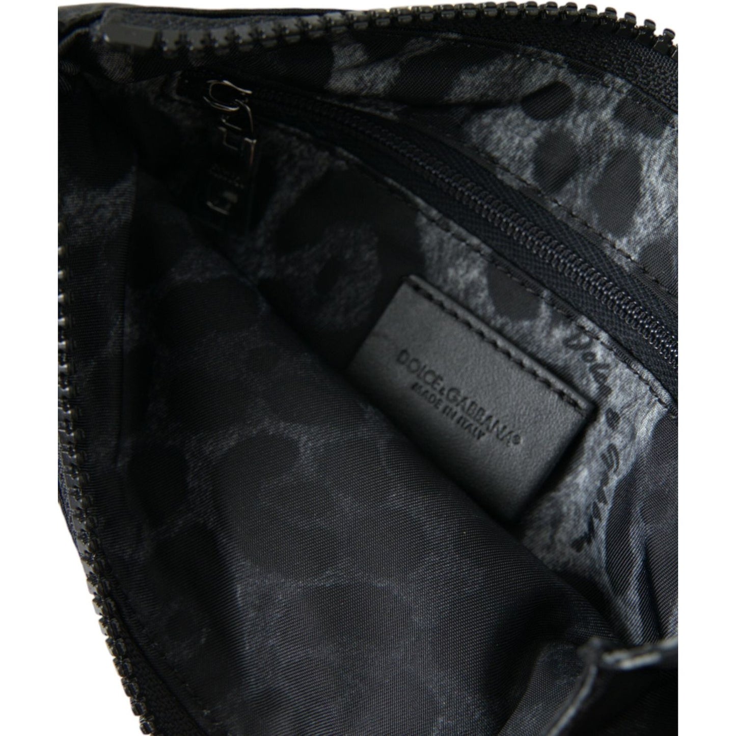 Dolce & Gabbana Sleek Designer Nylon-Leather Pouch in Black Dolce & Gabbana