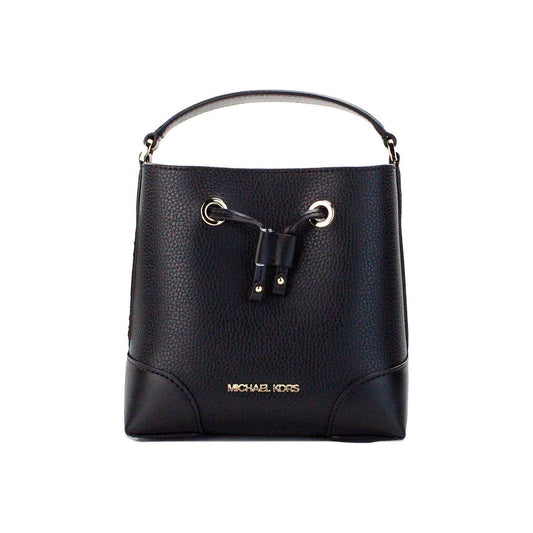 Michael Kors Mercer Small Black Pebbled Leather Bucket Crossbody Bag Purse Michael Kors