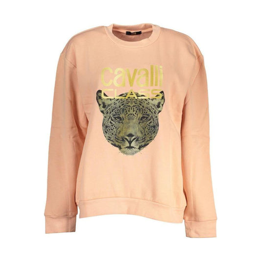 Cavalli Class Chic Pink Fleece Crew Neck Sweatshirt Cavalli Class