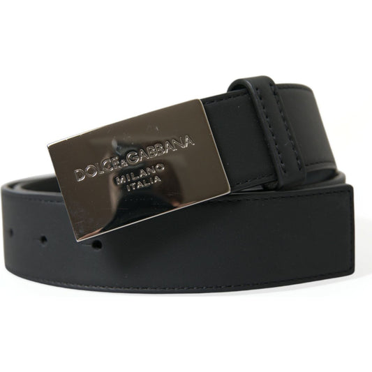 Dolce & Gabbana Elegant Black Leather Belt with Metal Buckle Dolce & Gabbana