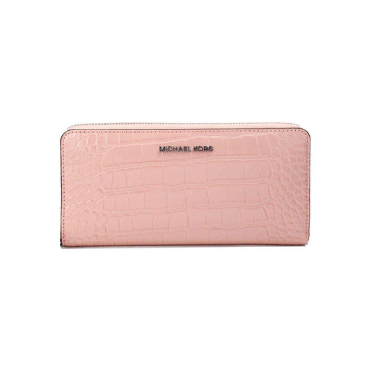 Michael Kors Jet Set Large Pink Animal Print Leather Continental Wrist Wallet Michael Kors