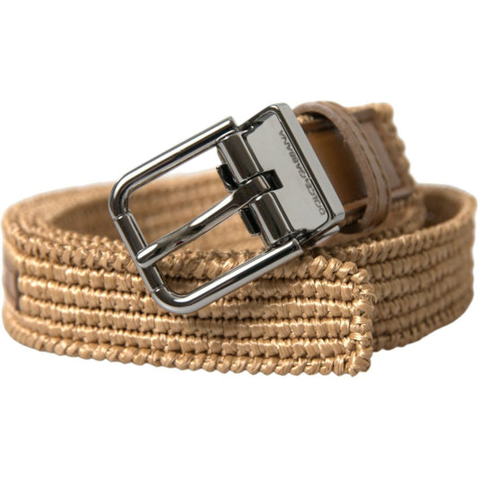 Dolce & Gabbana Elegant Beige Woven Leather Belt Dolce & Gabbana