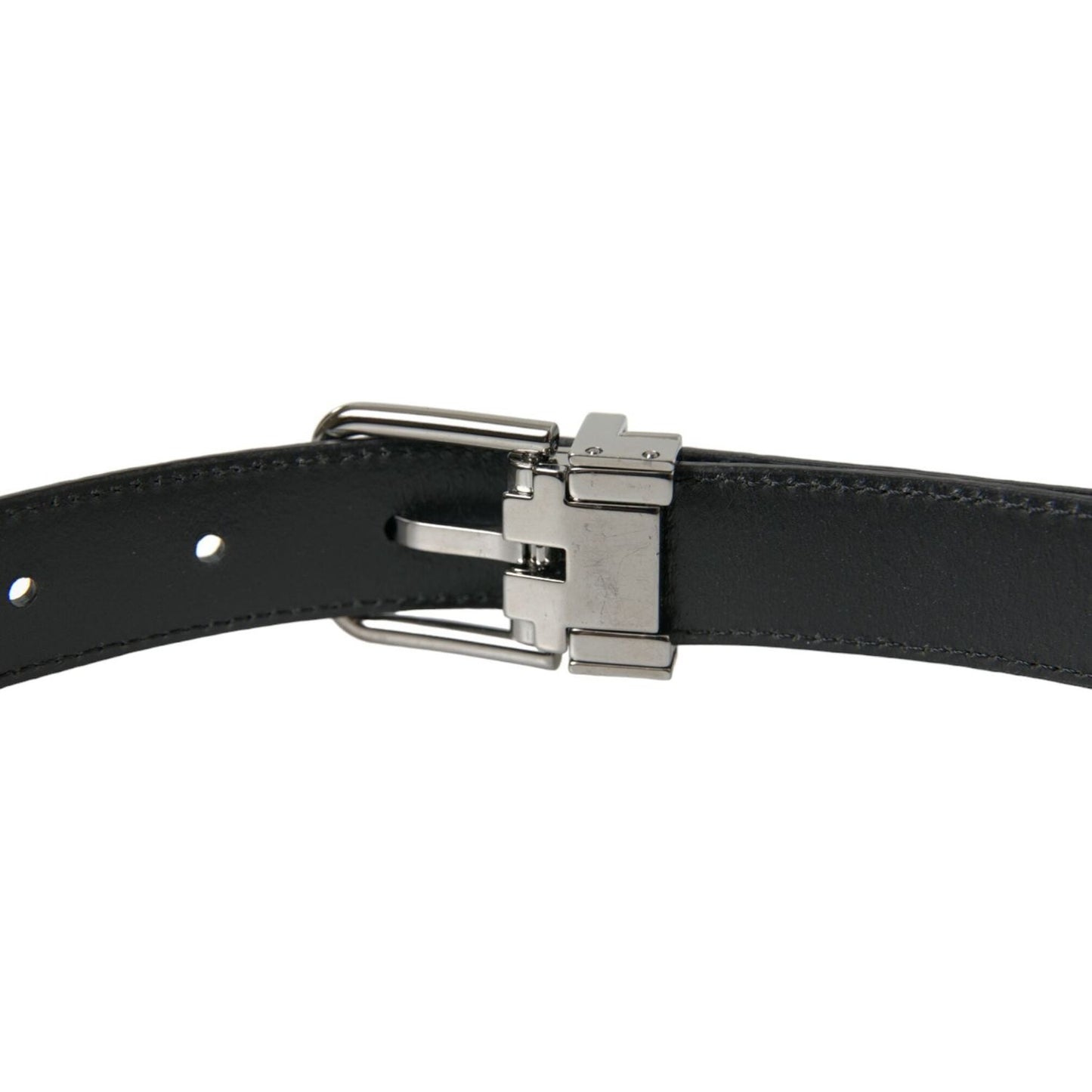 Dolce & Gabbana Elegant Black Leather Belt with Metal Buckle Dolce & Gabbana