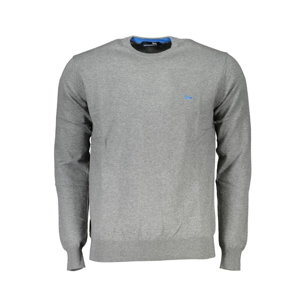 Harmont & Blaine Chic Gray Crew Neck Cotton Blend Sweater Harmont & Blaine