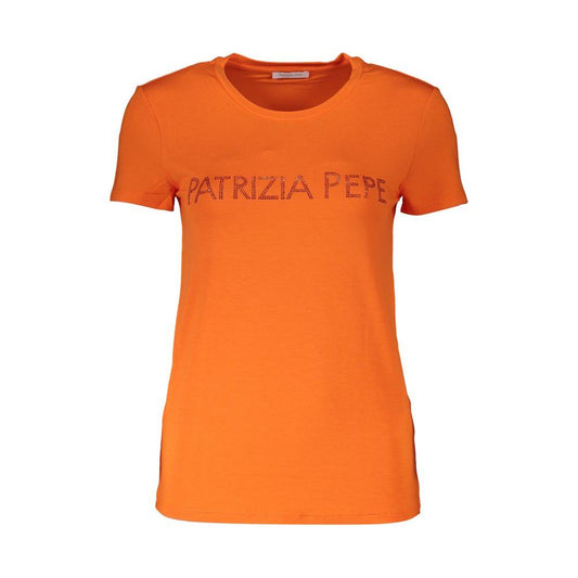 Patrizia Pepe Elegant Orange Rhinestone Tee Patrizia Pepe