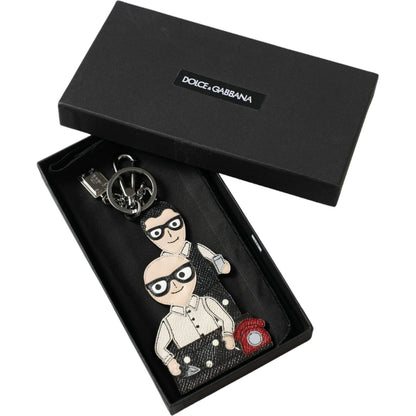 Dolce & Gabbana Leather Dominico Stefano #DGFAMILY Logo Badge Keychain