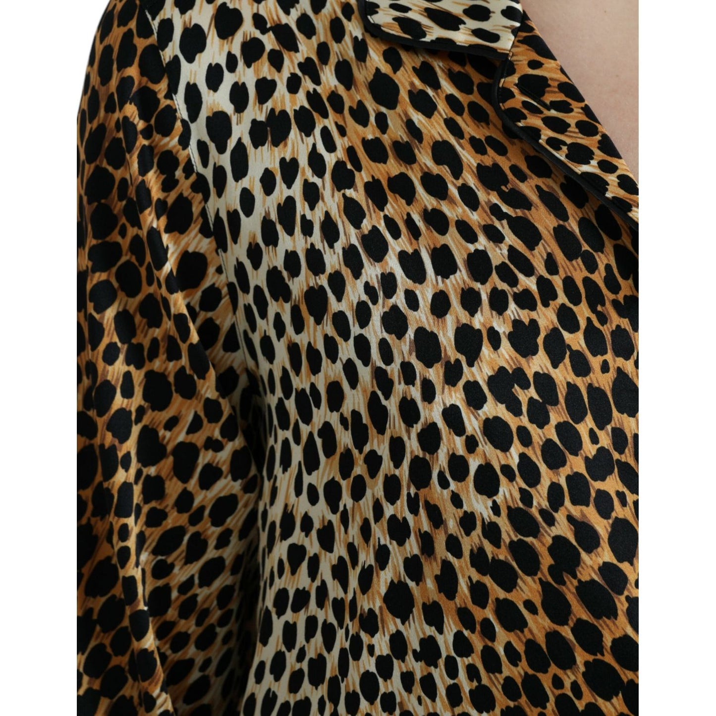 Dolce & Gabbana Elegant Brown Animal Print Silk Blouse Dolce & Gabbana