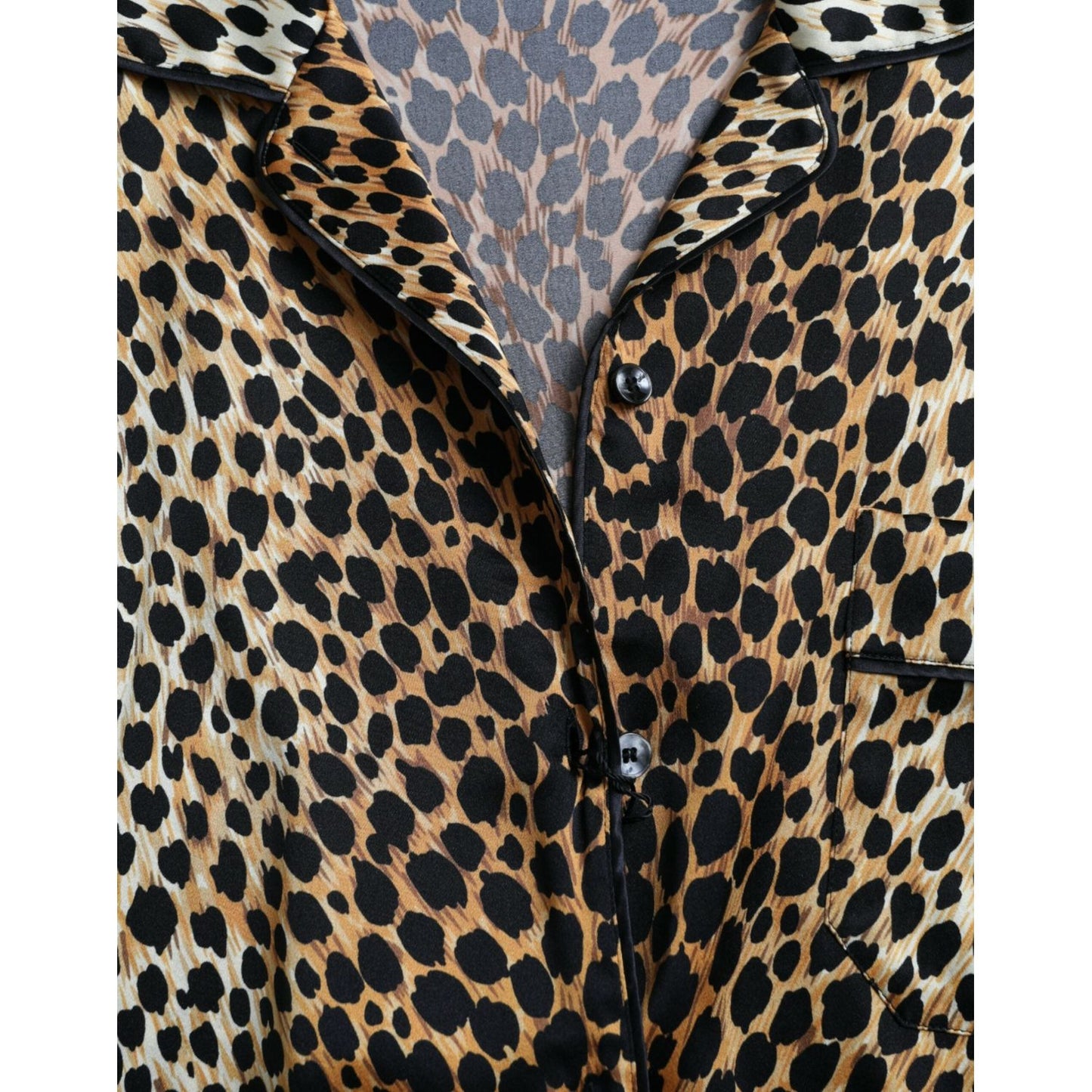 Dolce & Gabbana Elegant Brown Animal Print Silk Blouse Dolce & Gabbana