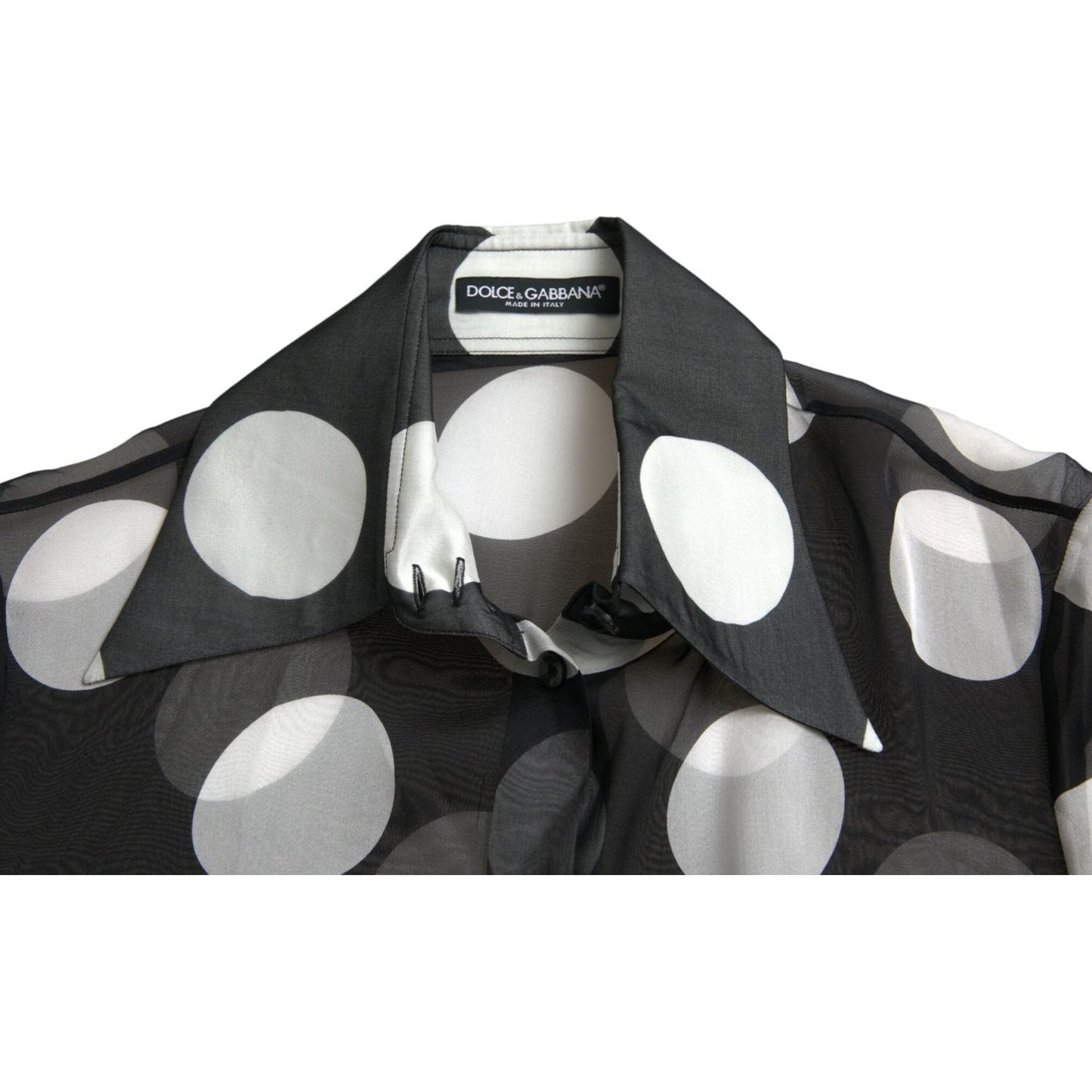 Dolce & Gabbana Silk Collared Button-Up Blouse in Black & White Dolce & Gabbana