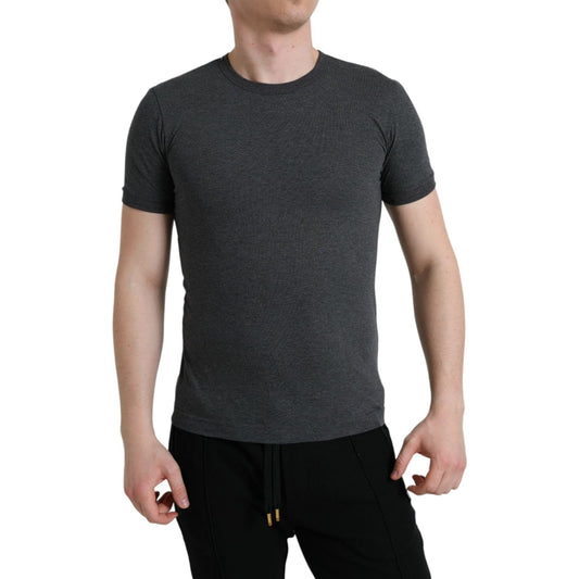 Dolce & Gabbana Elegant Dark Gray Crew Neck Tee Dolce & Gabbana